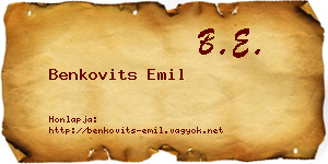 Benkovits Emil névjegykártya